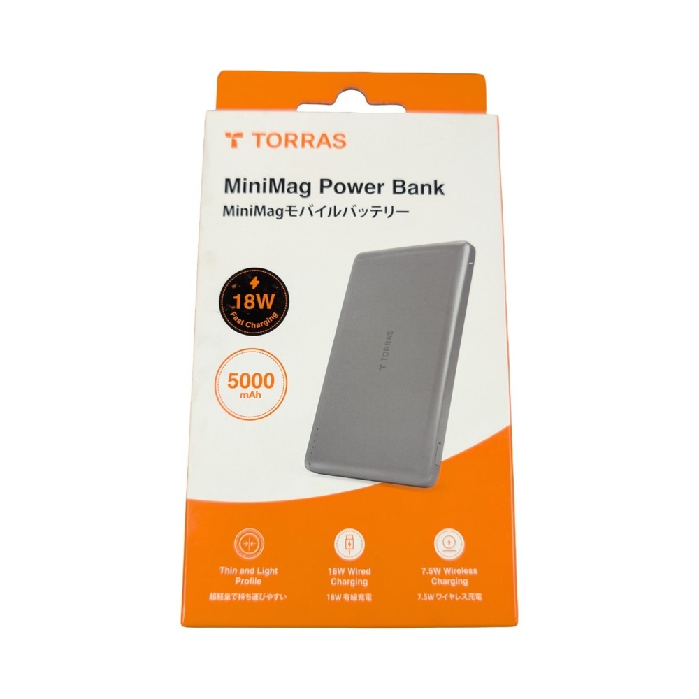 Qq3O TORRAS - Slim MiniMag Wireless‎ Magsafe Power Bank 5000mAh - Titanium Gray